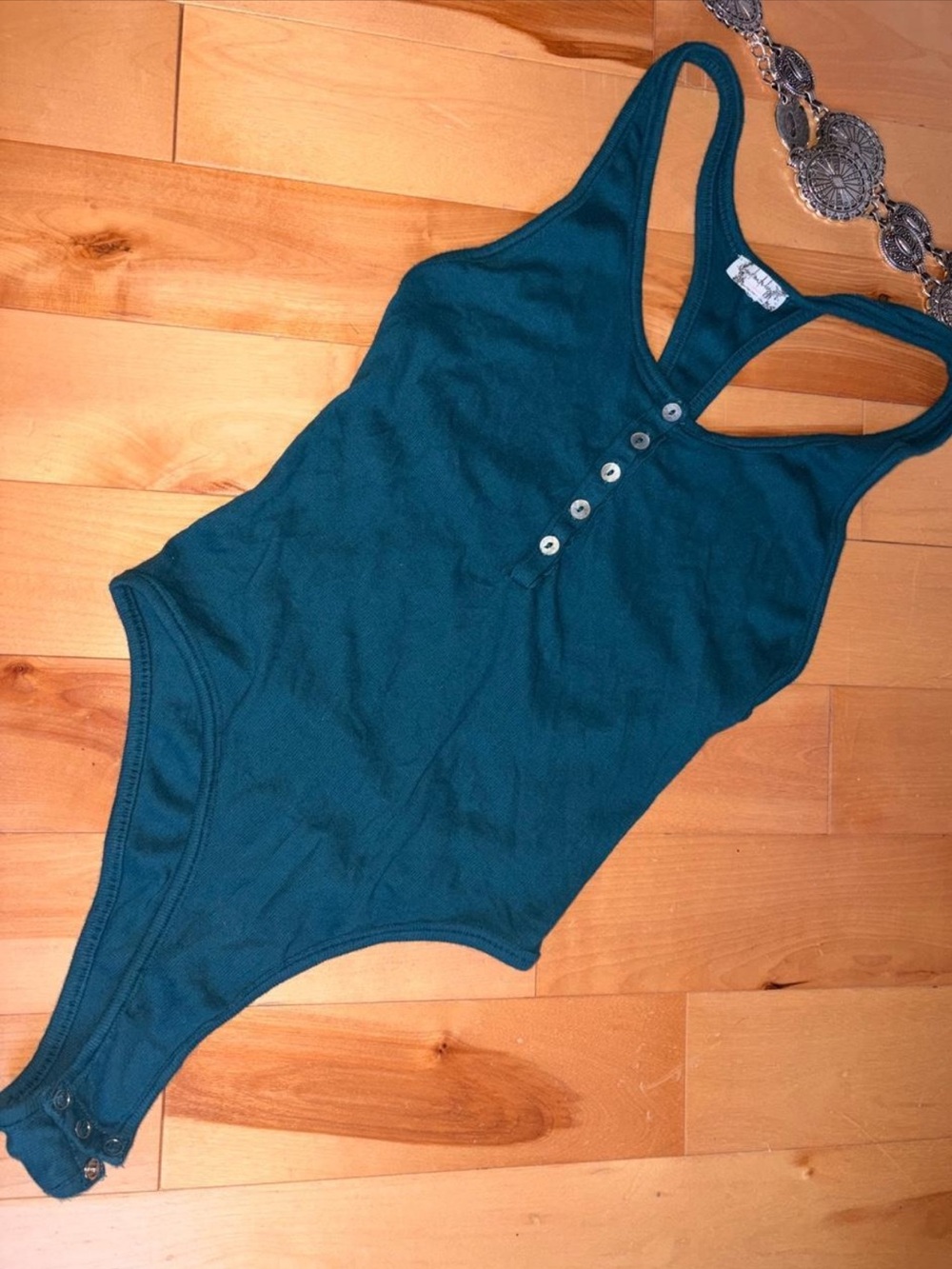 Racerback One-Piece Bodysuit in Teal - Kids